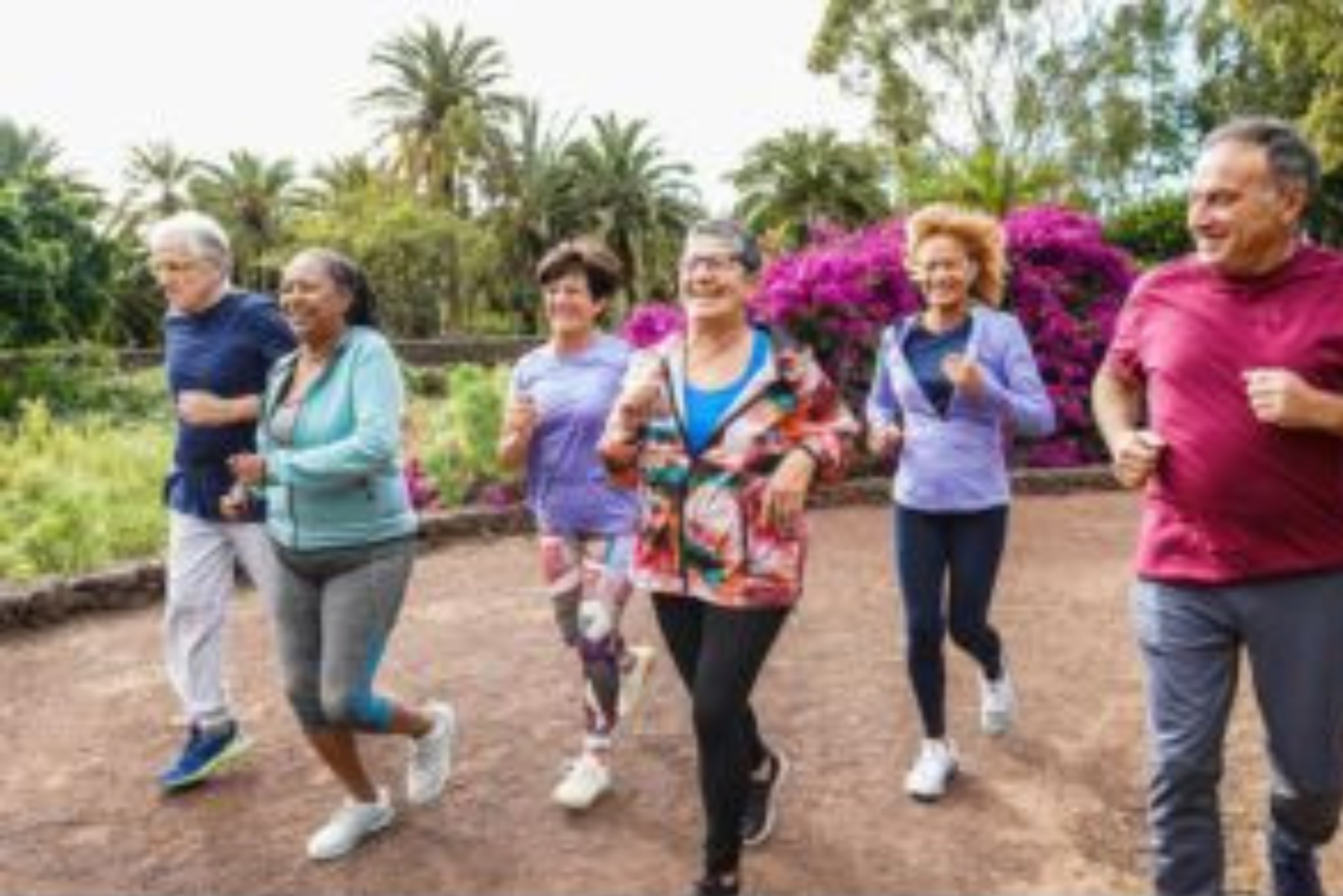 This vibrant image promotes active ageing through group fitness, social connection, and wellbeing activities like the Mind N Move program.