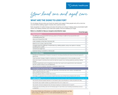 Loved ones and aged care-signs
